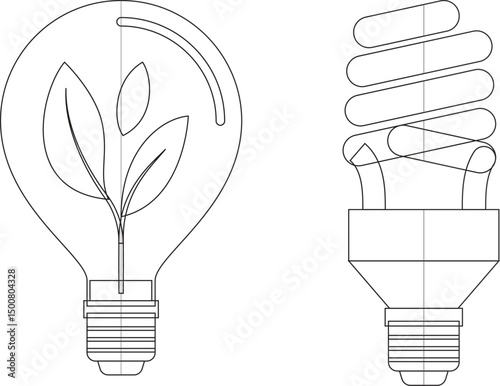 sketch image illustration vector design icon logo symbol saving led lampo to support environmental preservation
