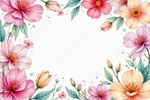 Delicate watercolor floral pattern, perfect for spring flyers , marketing, illustration, leaves