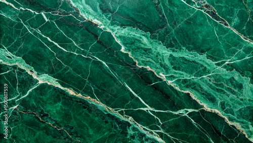 Emerald Green Marble Texture: Luxurious emerald green marble with dramatic veining, ideal for design projects needing a sophisticated and elegant touch.