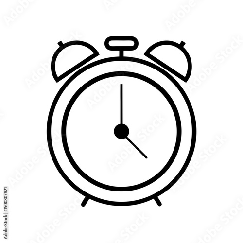 Elegant alarm clock silhouette vector icon for UI