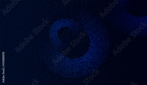 Deep Blue Cosmic Ripple: Abstract Spiral in Stygian Hues with Textured Gradient and Subtle Circles, Dark Digital Illustration Ideal for Modern Creative Projects