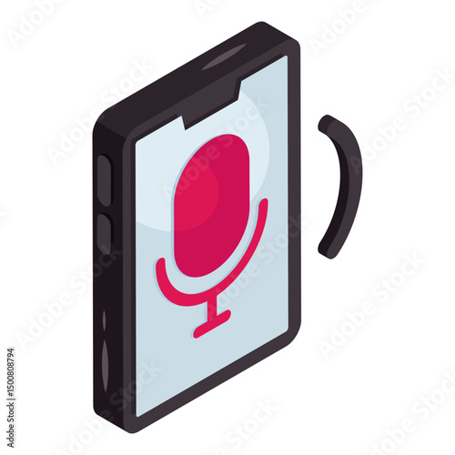         Icon of mobile mic in isometric design