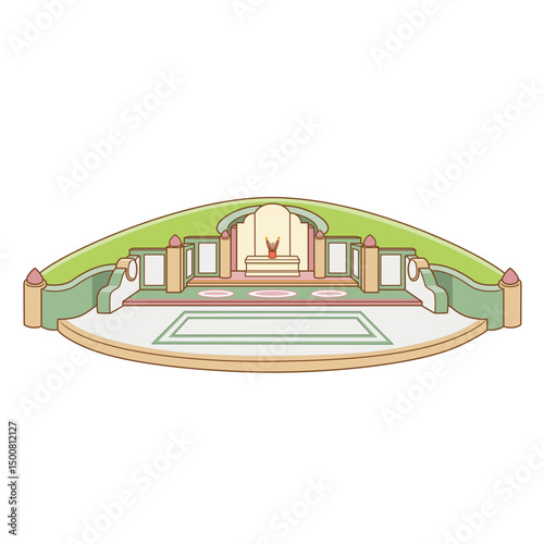 Vector illustration of Chinese cemetery during the ancestor worship festival.