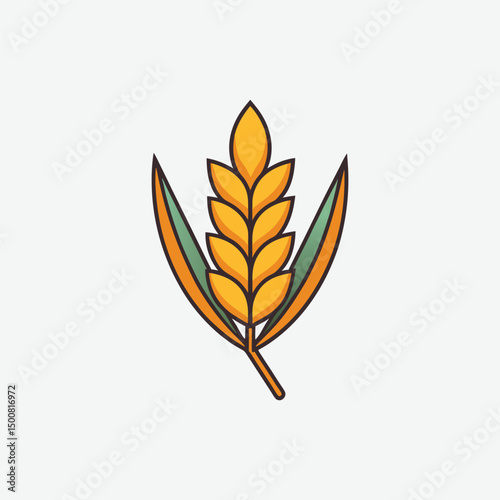 Elegant Wheat Sheaf Icon on White Background – Minimalist Harvest Symbol for Logos, Labels & Design Projects