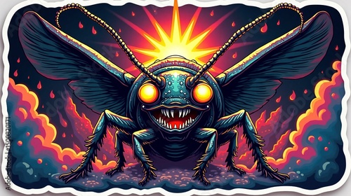 Nightmarish Insect with Glowing Eyes