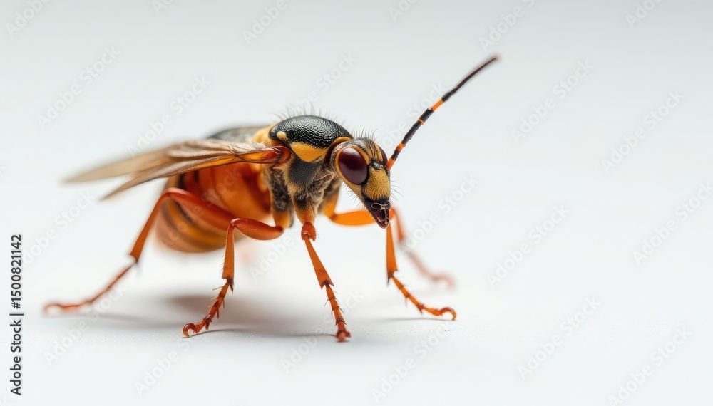 Fototapeta premium Close-up of single insect on pure white background, macro, arthropod