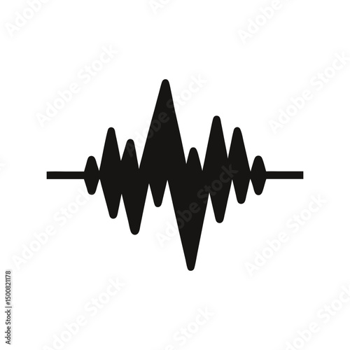 Voice wave silhouette black vector illustration. Audio signal, sound wave, music, communication, technology design