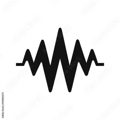 Voice wave silhouette black vector illustration. Audio signal, sound wave, music, communication, technology design