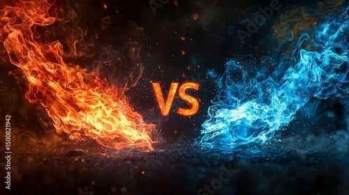 VS Fire Effect Showdown with Dramatic Intensity 劇的な炎の対決：VSテキスト1