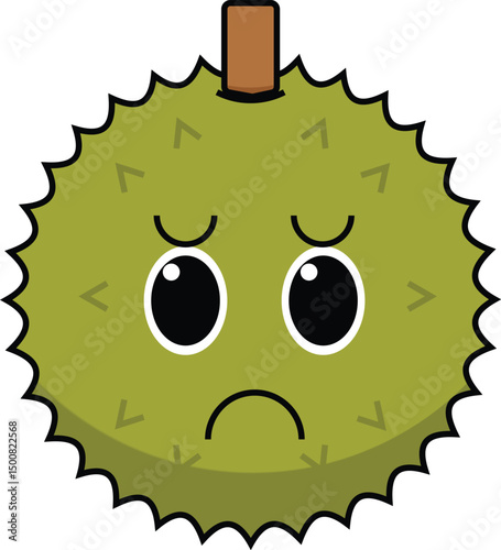 durian fruit illustration sad expression vector