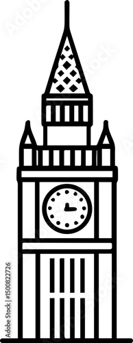 big ben clock tower outline vector illustration line art