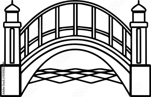 bridge line art vector illustration