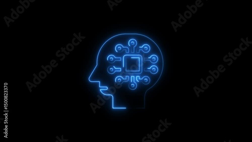 Wallpaper Mural Animated neon outline of artificial intelligence represented within a human head Torontodigital.ca
