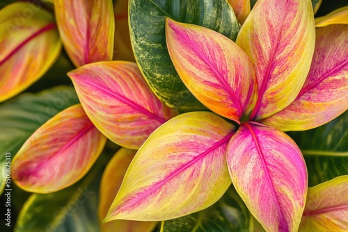 Close up of colorful leaf plant leaves