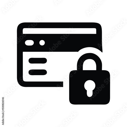 Secure payment icon vector. Shield with card symbol, protected transaction for ecommerce, banking apps, or checkout designs