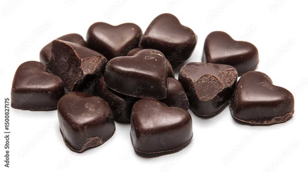 Collection of heart-shaped chocolates on white background Collection of heart-shaped chocolates on white background