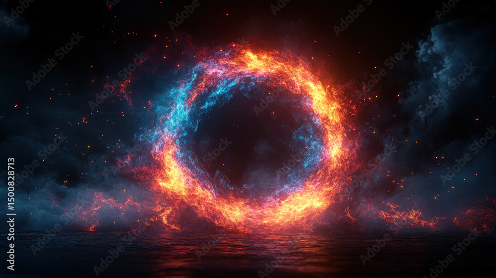 Obraz premium Abstract glowing fire and ice circle