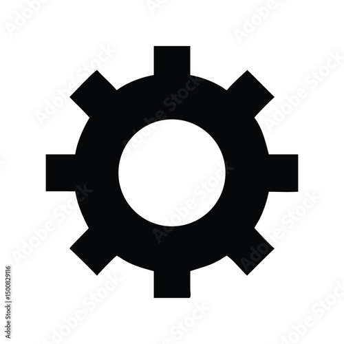 Gear icon vector. Settings symbol, mechanical cogwheel for UI controls, system preferences, or engineering designs

