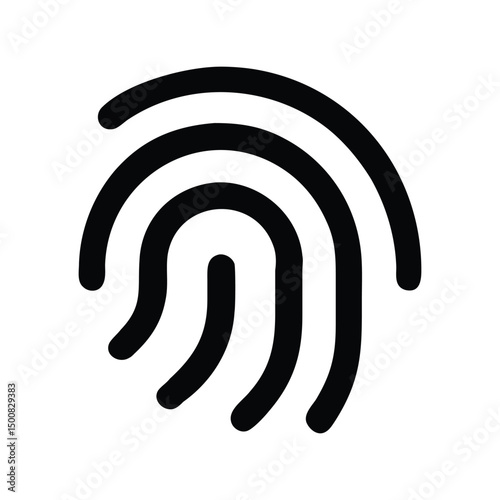Fingerprint icon vector. Biometric security symbol, identity verification for login systems, apps, or authentication interfaces

