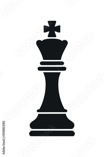 Simple Black Silhouette of a Chess Queen Piece Icon Isolated on White Background