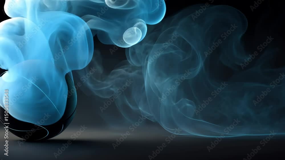 Abstract Basketball with Blue Smoke and Black Ball