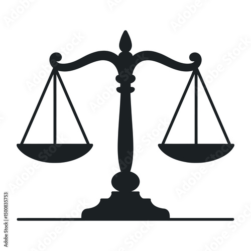 Classic Black Silhouette Scales of Justice Icon for Law Legal Theme