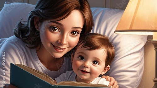 Sweet Moments: A Loving Mother Reading a Bedtime Story to Her Baby