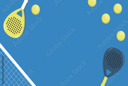 tennis blue  theme blank background for text space in horizontal frame