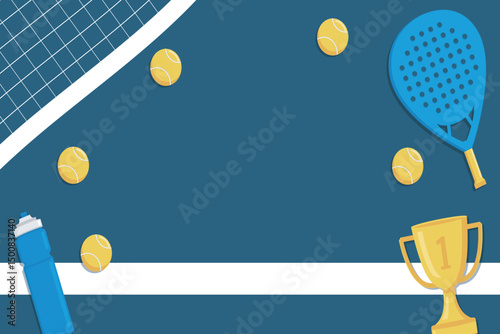 tennis theme blank blue background for text space in horizontal frame