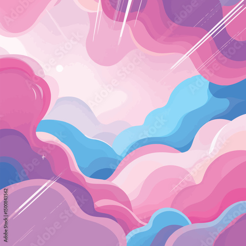 Photography Vsai colorful abstract background with swirling pastel clouds and light rays