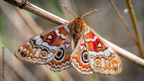 Butterfly/ngenty wing patterns: close-up detailed scales and colorful patterns on butterfly or moth wings.