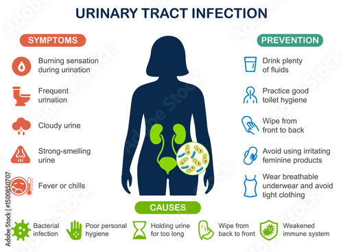 Urinary Tract Infection Medical Vector Illustration for Healthcare Education and Anatomy Awareness
