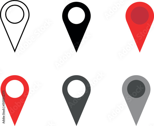 Set of location icons, map pointers, geolocation icons