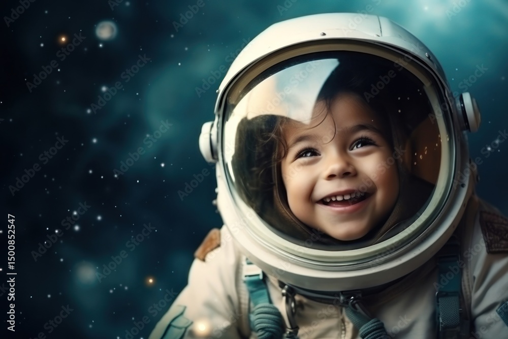 Astronaut smiling child space. Astronaut smiling child space.