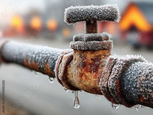 A close-up of a frozen valv...