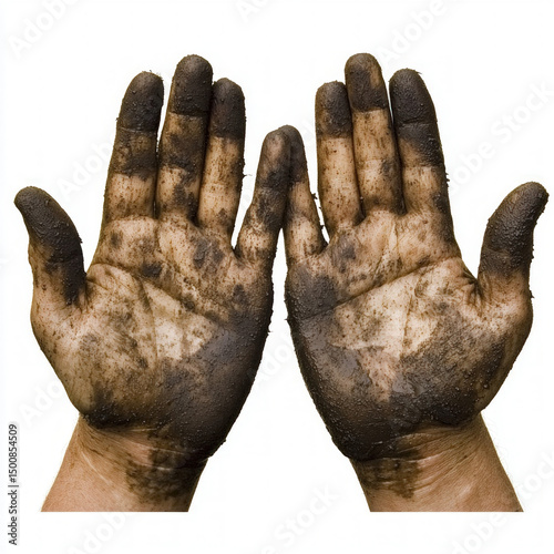 dirty hands isolated