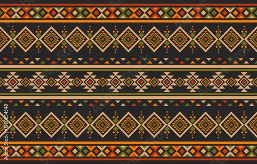 Native American ethnic pattern. Fabric abstract background concept. Design for Embroidery African Indigenous style carpet clothing ikat tribal geometric.