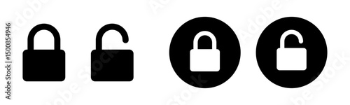 Lock and unlock padlock icon representing security, privacy, access control, or data protection.
