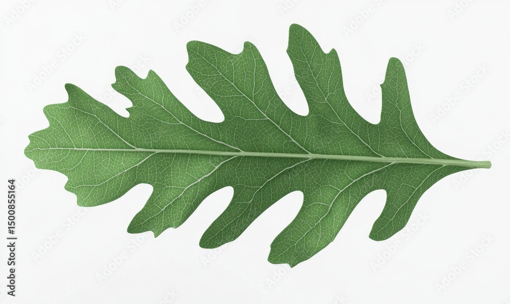 Fototapeta premium Single oak leaf, isolated, white background, nature