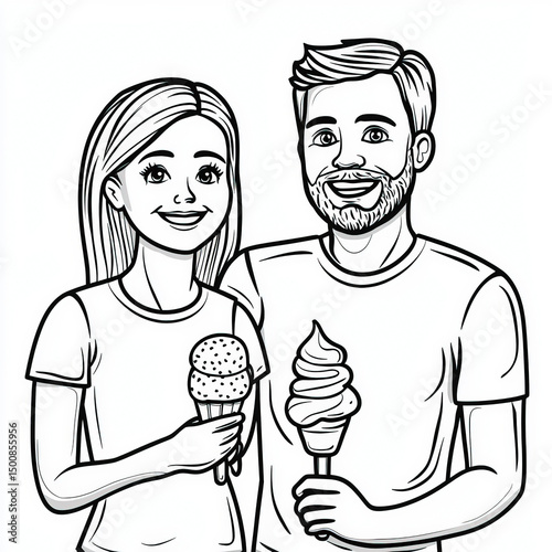 A family enjoying ice cream...