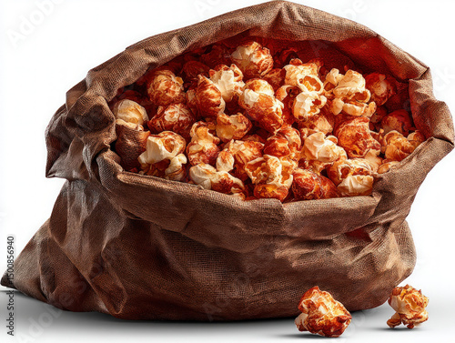 An open, crumpled popcorn b...