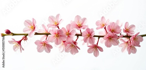 Wallpaper Mural Delicate branch of cherry blossom isolated against white backdrop. Pink flowers, spring bloom. Blossoms symbolize beauty, renewal, ephemeral nature, used in wedding design and decor. Torontodigital.ca