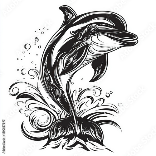 dolphin silhouette , black ...