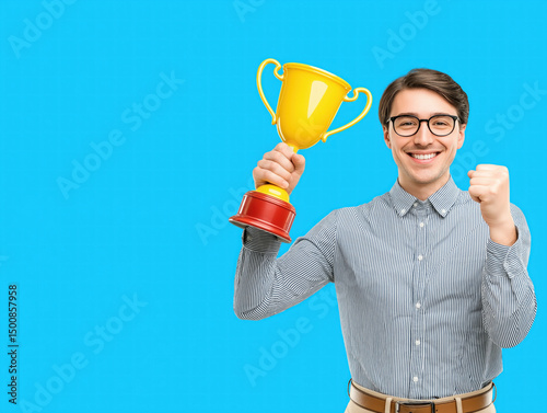 Medal Display: Holding up a...