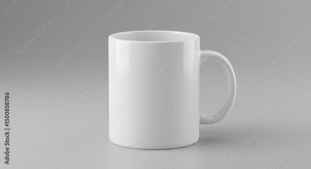 Obraz premium White Ceramic Mug Isolated On Gray Background For Product Mockup Photo