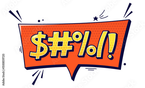 Swear speech bubbles with halftone elements with cute dark details.