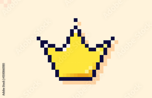 Yellow crown drawn in pixel art 8 bit style.