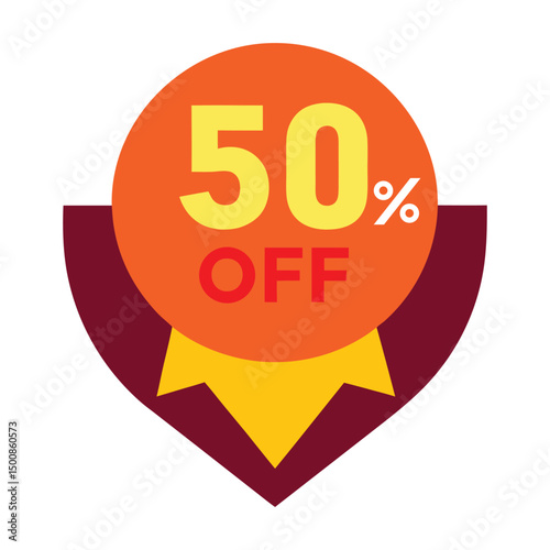 Extra 50% Off Discount Badge with Arrow