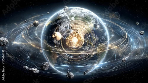 Symbolic Representation of Crypto Core Inside Planet Earth Earth digital crypto core design, digital finance Earth core, crypto network inside Earth planet Decentralized Finance Flow in Global Digital