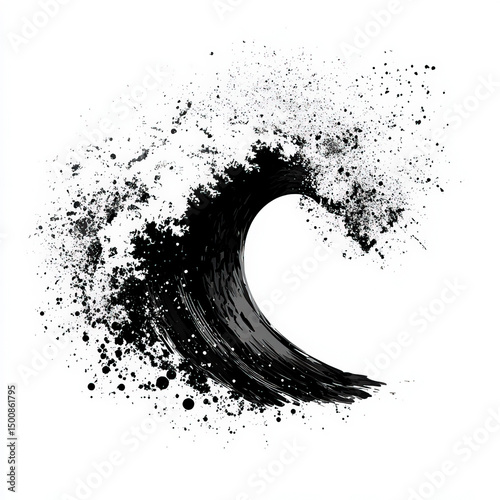 surf wave silhouette , blac...